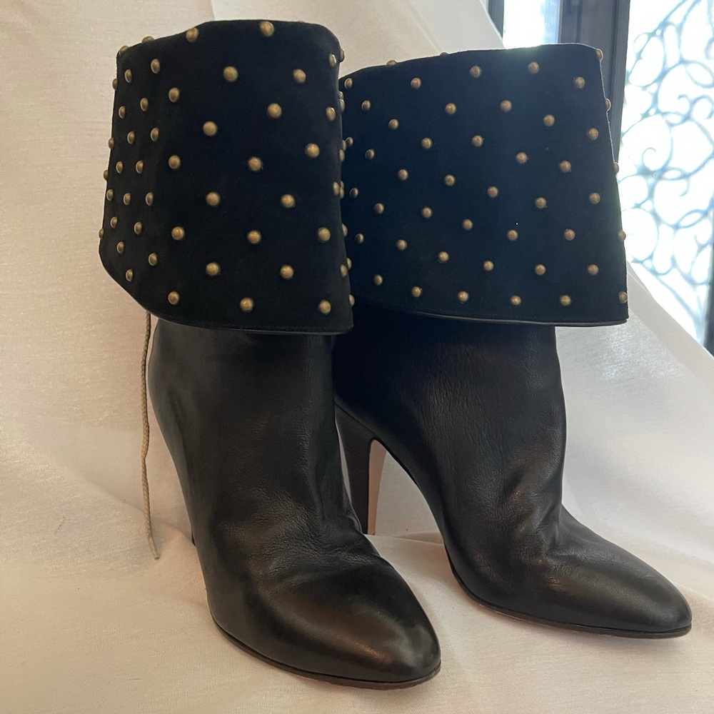 Chloé studded black booties with lace up back 38.5